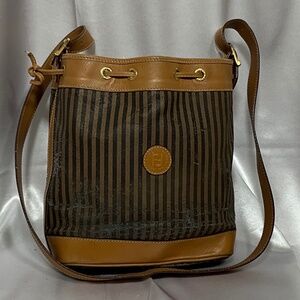 Fendi Penguin small striped crossbody  bucket.   48- H3e